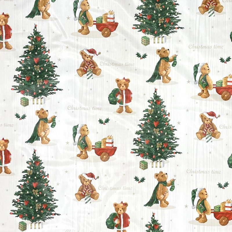 Wachstuch Rolle Weihnachten C141531 Teddybär Tannenbaum Rollenware