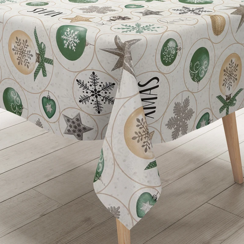 Wachstuch Tischdecke EH92 X-Mas Schneeflocken Weihnachtskugeln eckig rund oval