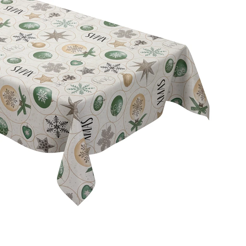 Wachstuch Tischdecke EH92 X-Mas Schneeflocken Weihnachtskugeln eckig rund oval