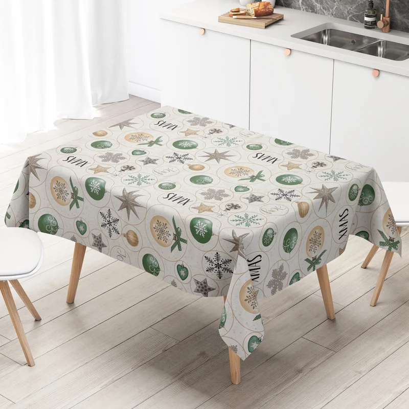 Wachstuch Tischdecke EH92 X-Mas Schneeflocken Weihnachtskugeln eckig rund oval