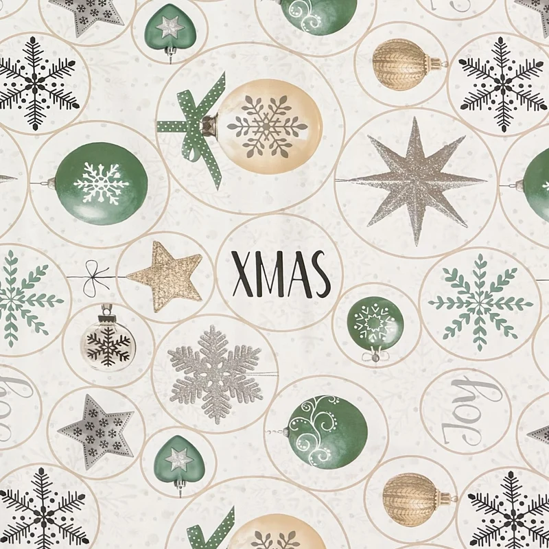 Wachstuch Tischdecke EH92 X-Mas Schneeflocken Weihnachtskugeln eckig rund oval