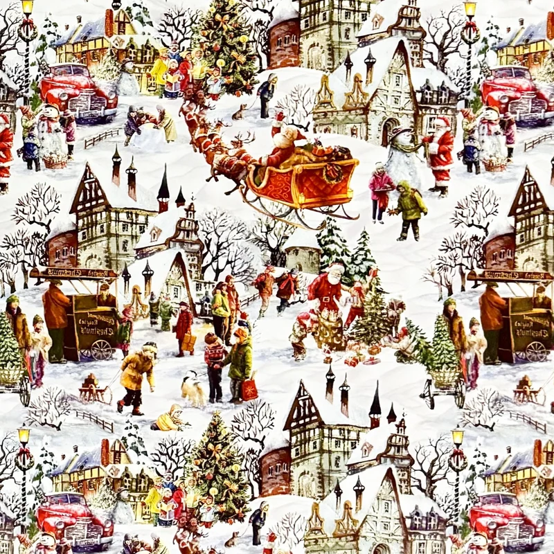 Wachstuch Tischdecke K24B Winterdorf Weihnachtsmann Schneemann eckig rund oval