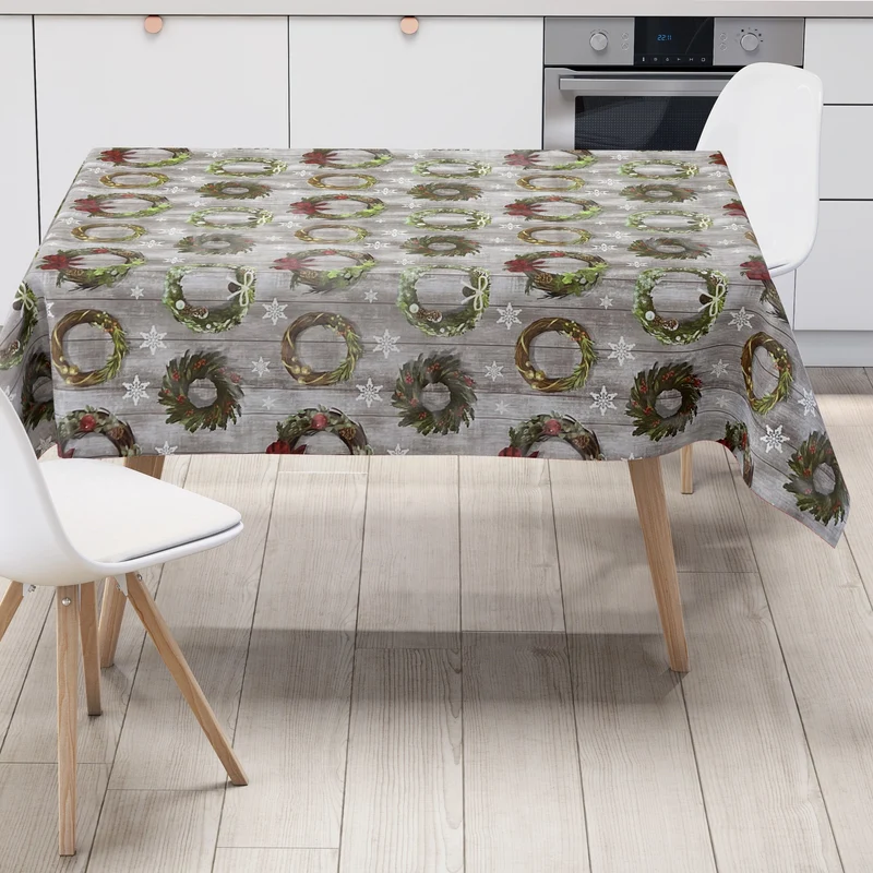 Wachstuch Rolle Weihnachten B5041-01 Weihnachtskranz auf Holz Rollenware
