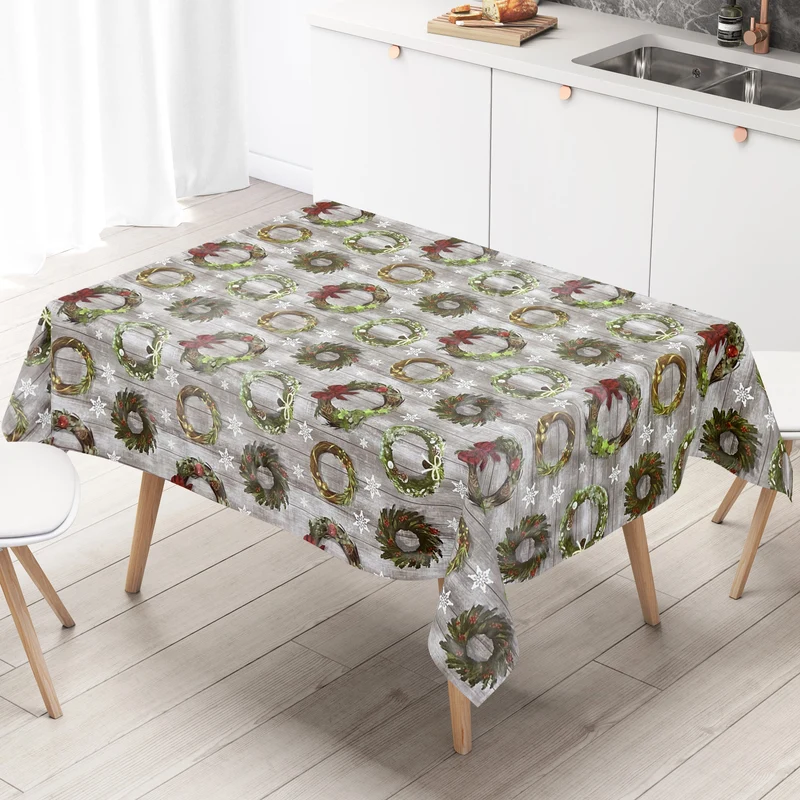 Wachstuch Rolle Weihnachten B5041-01 Weihnachtskranz auf Holz Rollenware