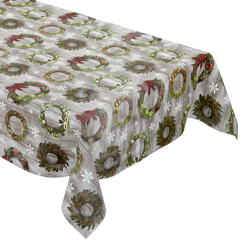 Wachstuch Rolle Weihnachten B5041-01 Weihnachtskranz auf Holz Rollenware