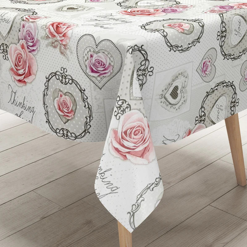 Wachstuch Tischdecke K191B LOVE Herzen Rosen Patchwork eckig rund oval