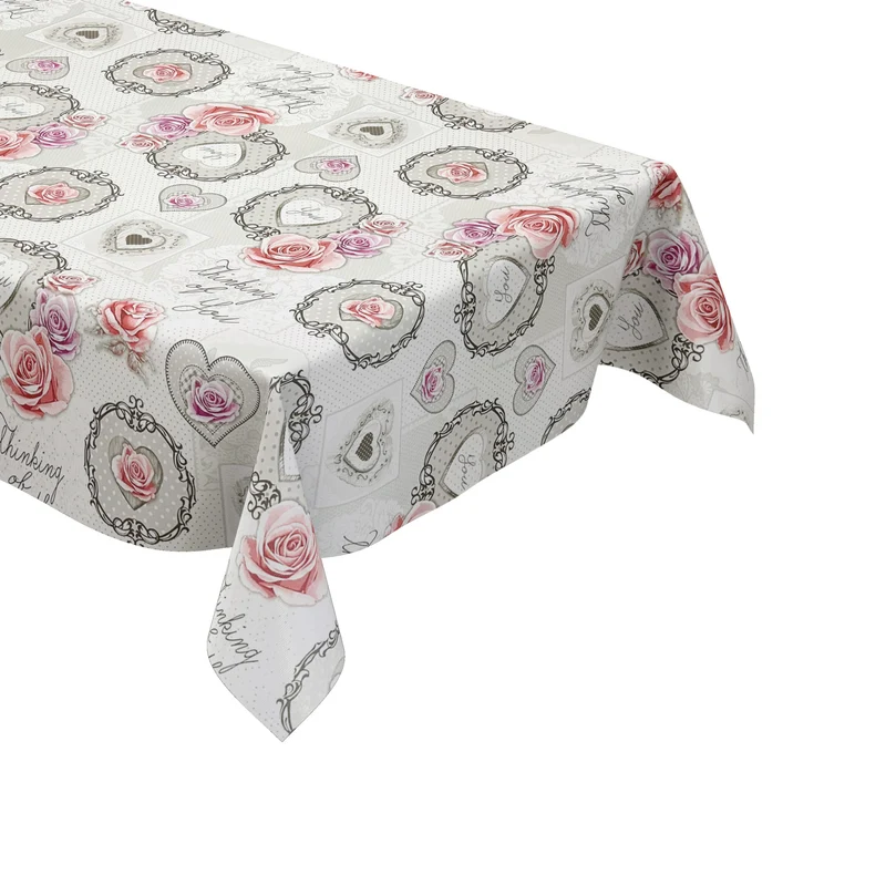 Wachstuch Tischdecke K191B LOVE Herzen Rosen Patchwork eckig rund oval