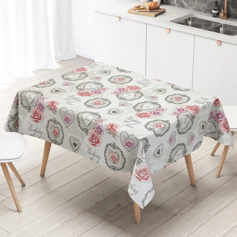 Wachstuch Tischdecke K191B LOVE Herzen Rosen Patchwork eckig rund oval