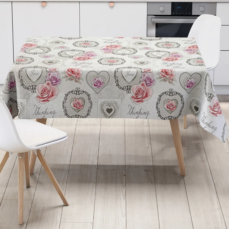 Wachstuch Tischdecke K191B LOVE Herzen Rosen Patchwork eckig rund oval