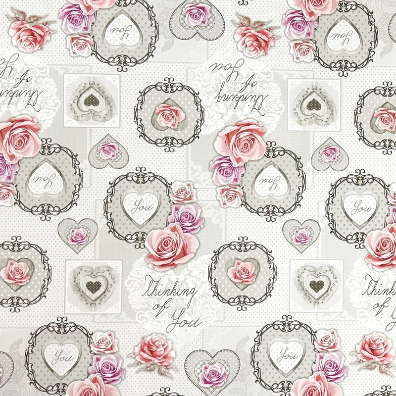 Wachstuch Tischdecke K191B LOVE Herzen Rosen Patchwork eckig rund oval