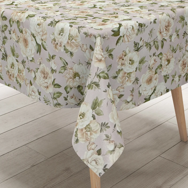 Wachstuch Tischdecke K124C altrosa Rosen Blüten Blumen eckig rund oval