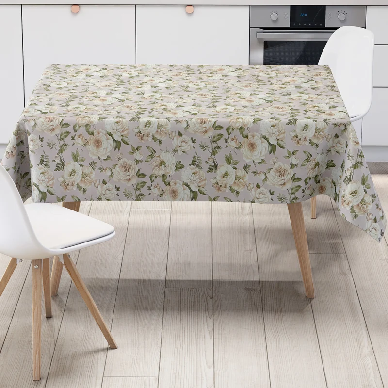 Wachstuch Tischdecke K124C altrosa Rosen Blüten Blumen eckig rund oval