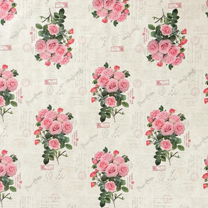 Wachstuch Tischdecke K198A beige rosa Rosen Blüten Blumen Postkarte eckig rund oval