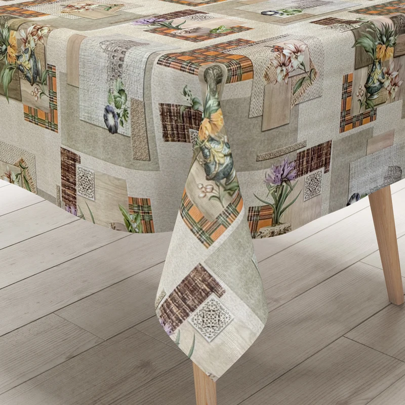 Wachstuch Tischdecke 192A Kolosseum Blumen Patchwork eckig rund oval