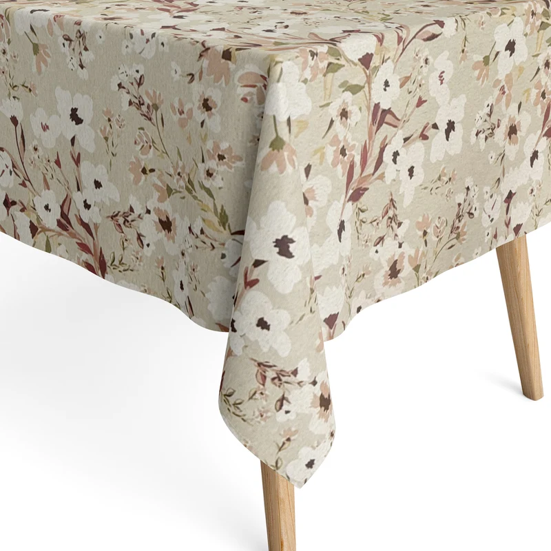 Jacquard Tischdecke beschichtete Baumwolle 160 cm Breite DP540 rosa Blüten eckig rund oval
