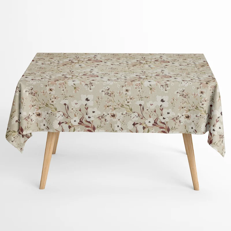Jacquard Tischdecke beschichtete Baumwolle 160 cm Breite DP540 rosa Blüten eckig rund oval