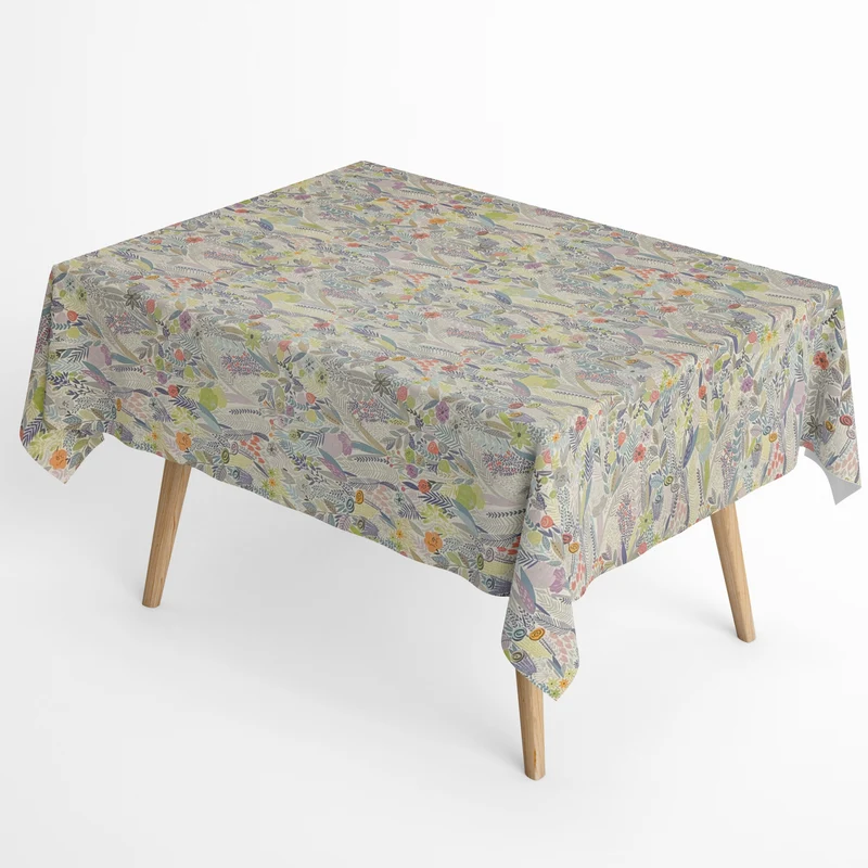 Jacquard Tischdecke beschichtete Baumwolle 160 cm Breite DP525 Blumenwiese abstrakt eckig rund oval