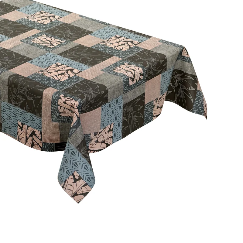 Wachstuch Tischdecke 160 cm Breite Übergröße P1140-3 Dschungel Patchwork eckig rund oval