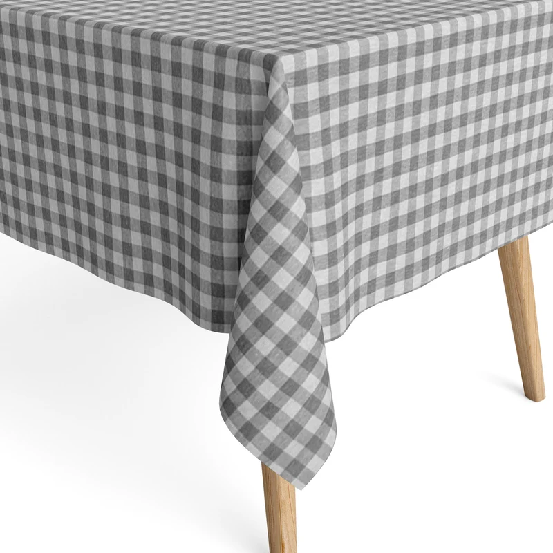 Jacquard Tischdecke beschichtete Baumwolle Fleckenschutz MENORCA C801 grau kariert eckig rund oval
