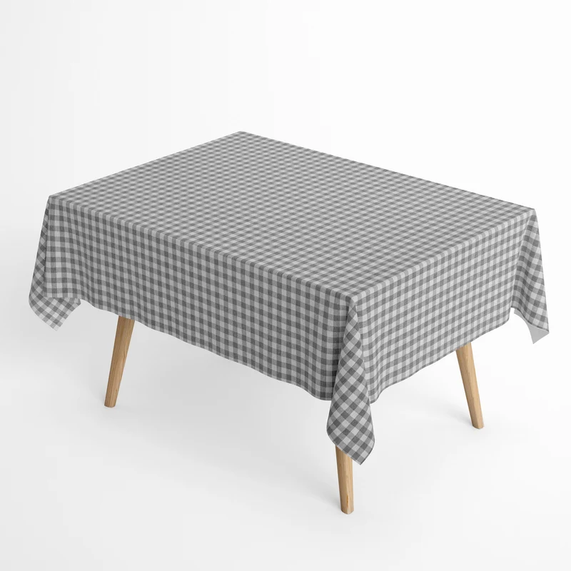 Jacquard Tischdecke beschichtete Baumwolle Fleckenschutz MENORCA C801 grau kariert eckig rund oval
