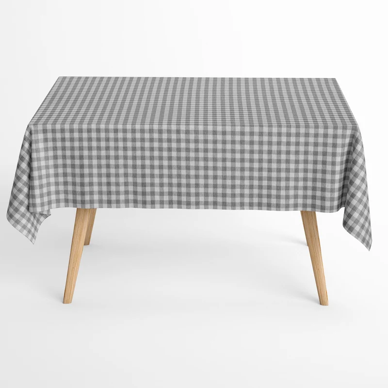 Jacquard Tischdecke beschichtete Baumwolle Fleckenschutz MENORCA C801 grau kariert eckig rund oval