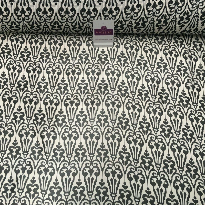 Black and White Ornamental Printed Crepe chiffon Dress Fabric 150 cm MK1190-32