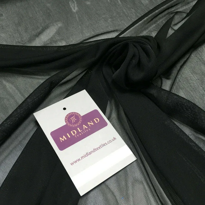 Plain Black 2-Way Stretch Powermesh Net Mesh Fabric 147cm M720-65