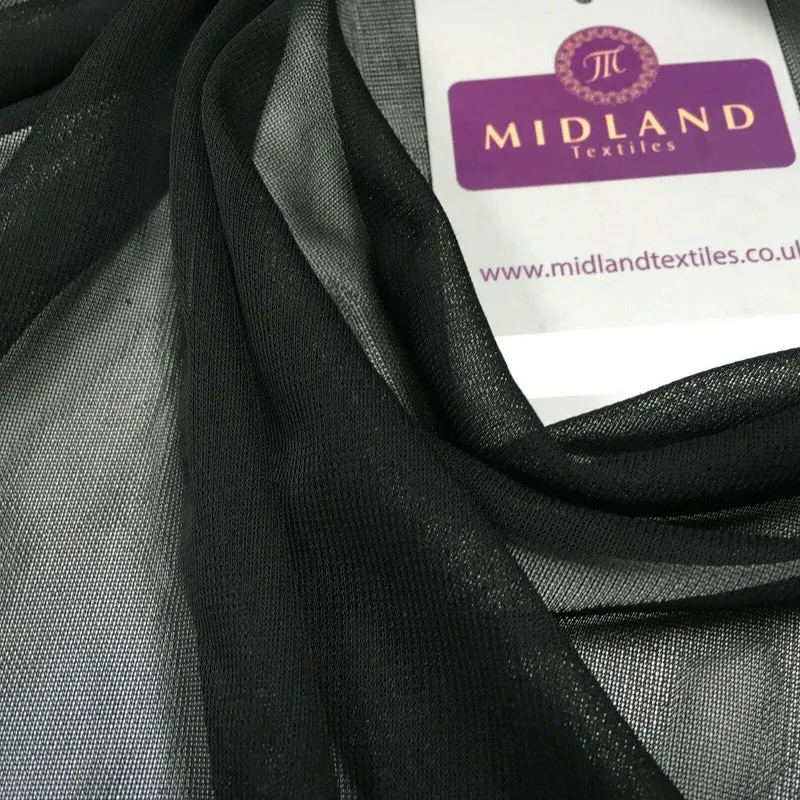 Plain Black 2-Way Stretch Powermesh Net Mesh Fabric 147cm M720-65