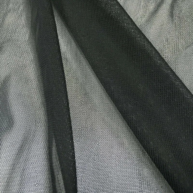 Plain Black 2-Way Stretch Powermesh Net Mesh Fabric 147cm M720-65