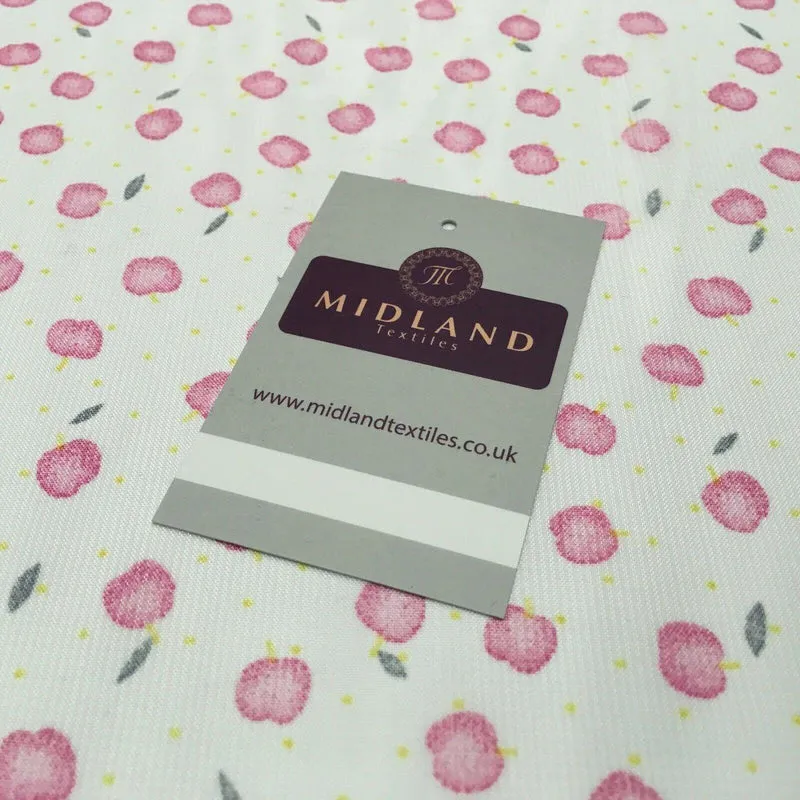 White & Pink apple printed Crepe chiffon Dress Fabric 150 cm Wide MK1190-1 Mtex