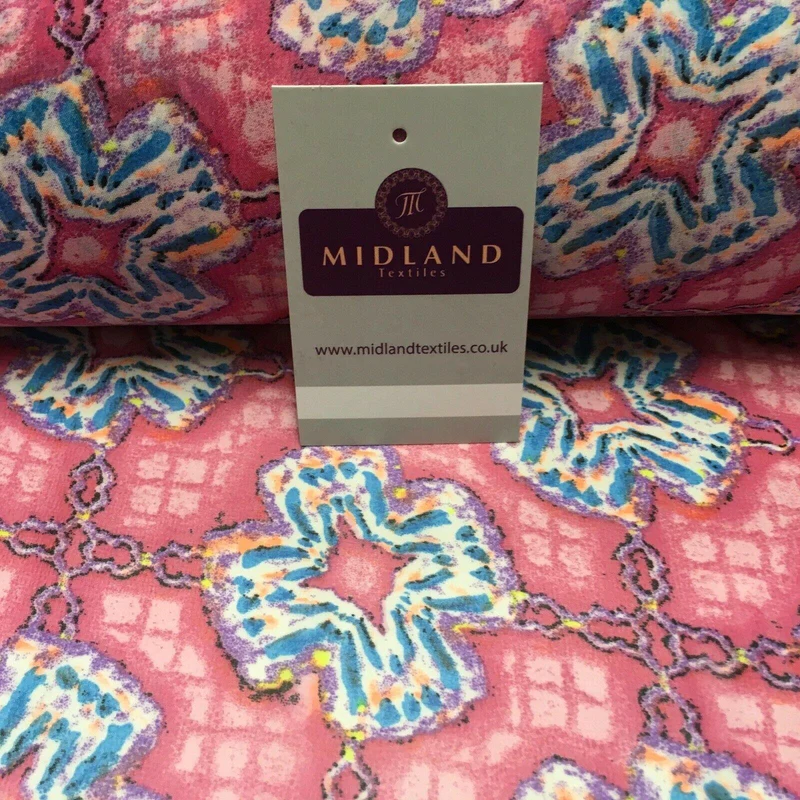 Pink Geometric Printed Crepe chiffon Dress Fabric 150 cm MK1190-31 Mtex