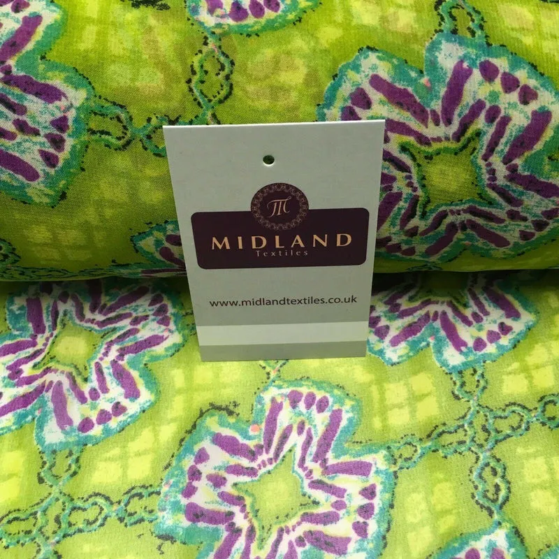 Lime Green Geometric printed Crepe chiffon Dress Fabric 150 cm Wide MK1190-2