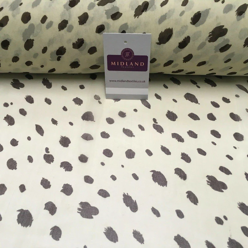 Cream and Brown Printed Crepe chiffon Dress Fabric 150 cm MK1190-35 Mtex