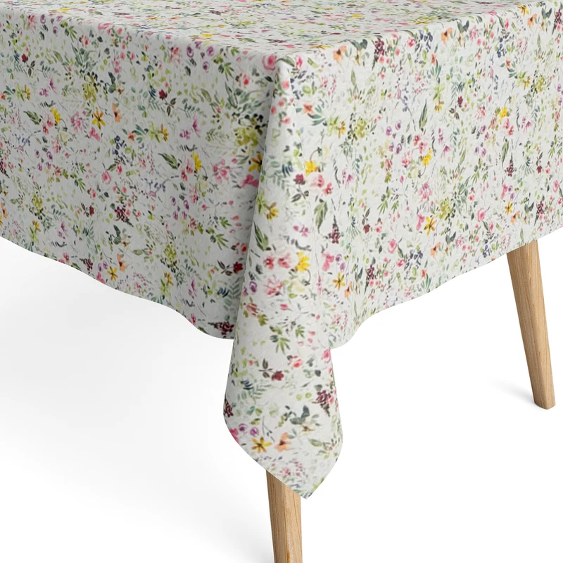 Jacquard Tischdecke aus beschichteter Baumwolle mit Fleckenschutz DG88 Wiesenblumen eckig rund oval