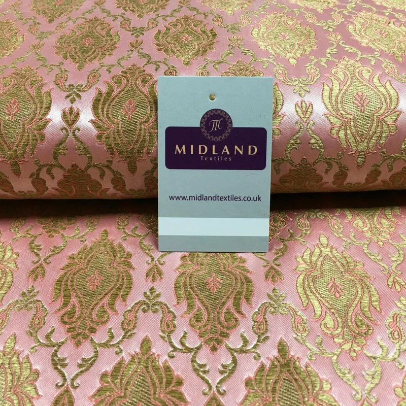 Gold Banarsi Ornamental Waistcoat Brocade Damask Jacquard Fabric 150 cm MR1295
