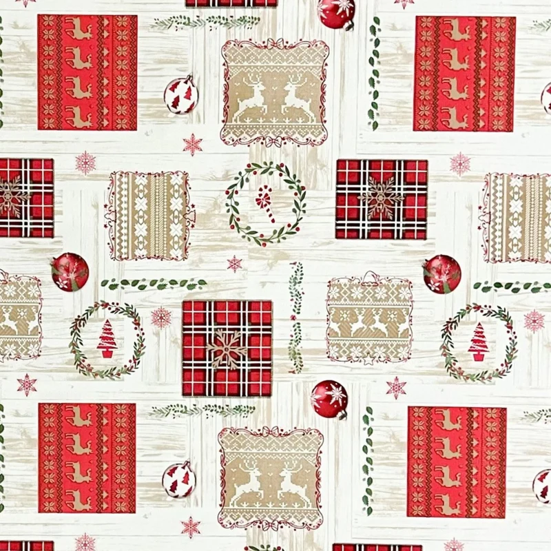 Wachstuch Rolle Weihnachten P1204-1 Rentier Skandinavien Holzoptik geprägt Rollenware