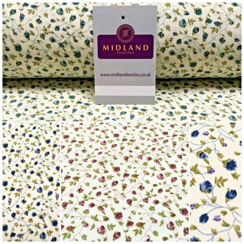 Vintage Floral Ditsy Printed Soft Lightweight Crepe Fabric 110 cm MK1320 Mtex