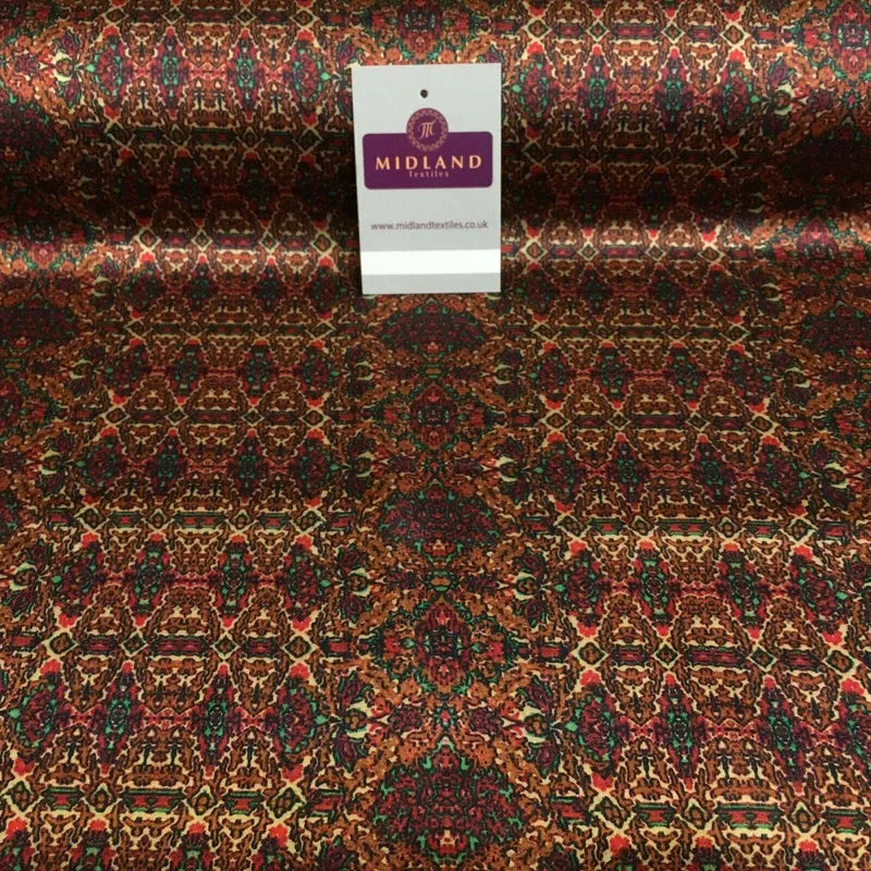 Red Rust Silky Digital Printed Satin Dress Fabric 150 cm MK1327-4