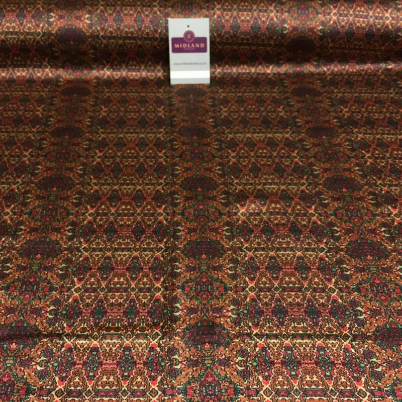 Red Rust Silky Digital Printed Satin Dress Fabric 150 cm MK1327-4
