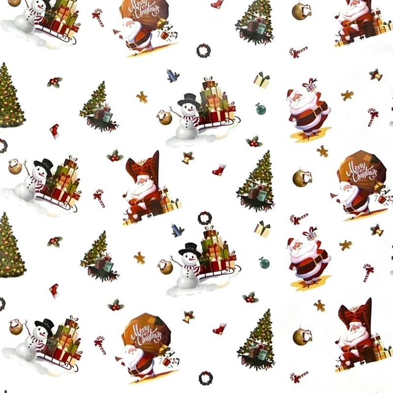 Wachstuch Rolle Weihnachten 01334-03 Weihnachtsmann weiß Rollenware