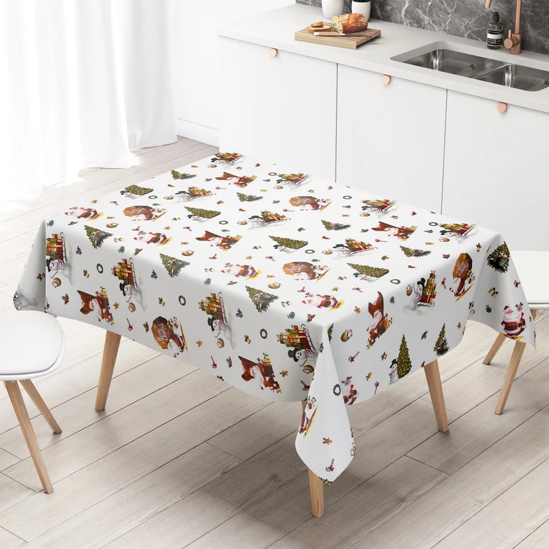 Wachstuch Rolle Weihnachten 01334-03 Weihnachtsmann weiß Rollenware