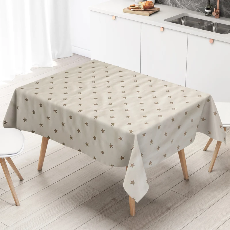 Wachstuch Tischdecke 01280-06 beige Sterne Weihnachten Advent eckig rund oval
