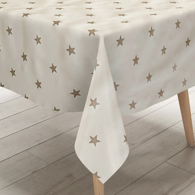Wachstuch Tischdecke 01280-06 beige Sterne Weihnachten Advent eckig rund oval