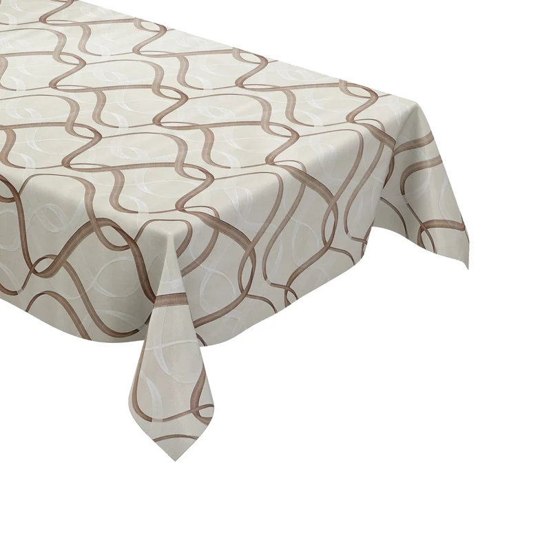 Wachstuch Tischdecke K152A beige Wellen Linien modern eckig rund oval