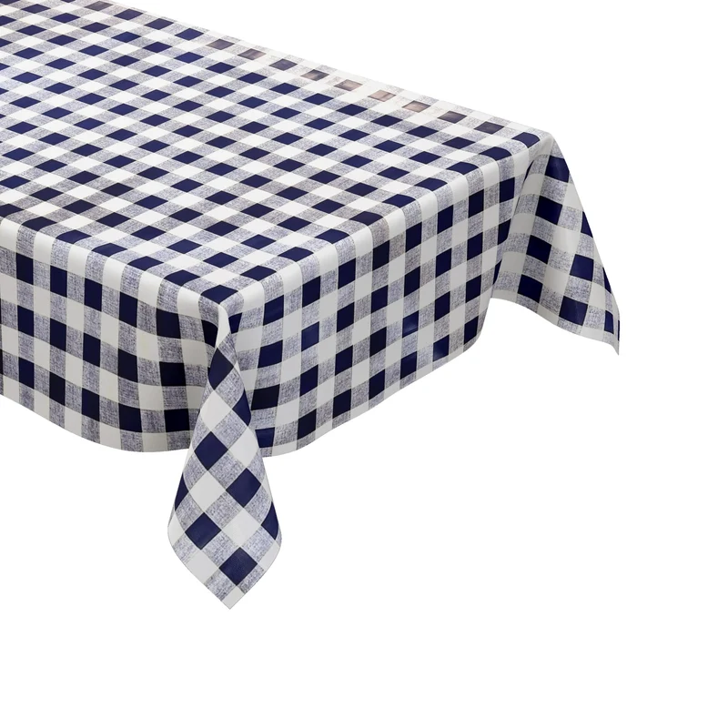 Wachstuch Tischdecke 84D dunkelblau marine kariert Karo eckig rund oval