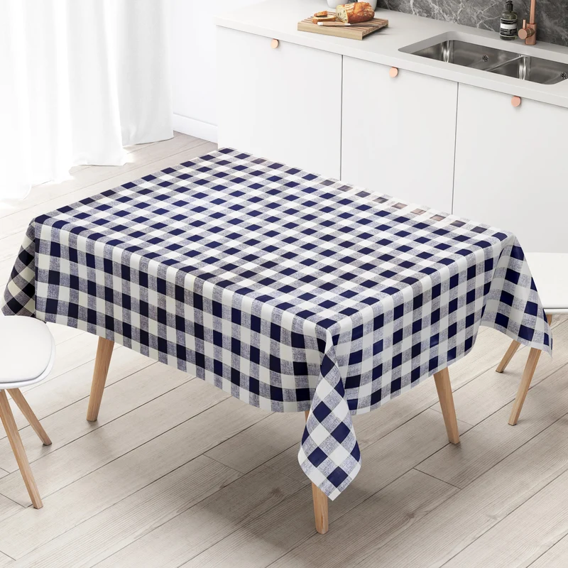 Wachstuch Tischdecke 84D dunkelblau marine kariert Karo eckig rund oval