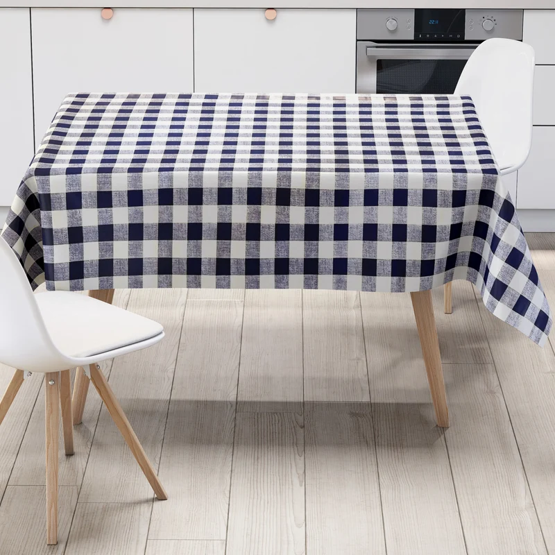 Wachstuch Tischdecke 84D dunkelblau marine kariert Karo eckig rund oval