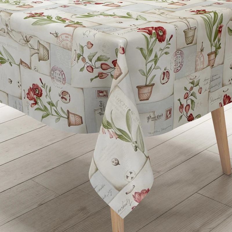Wachstuch Tischdecke C145201 Postkarte Blumen eckig rund oval