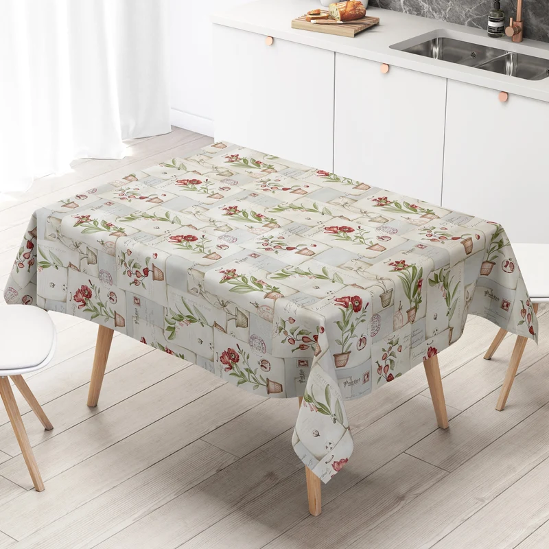 Wachstuch Tischdecke C145201 Postkarte Blumen eckig rund oval