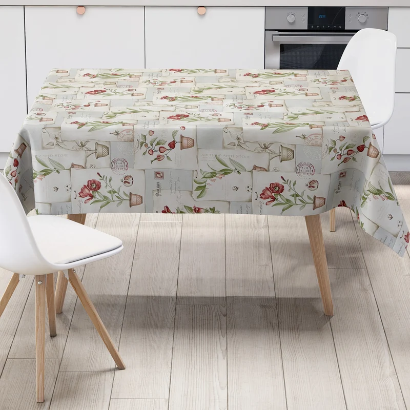 Wachstuch Tischdecke C145201 Postkarte Blumen eckig rund oval
